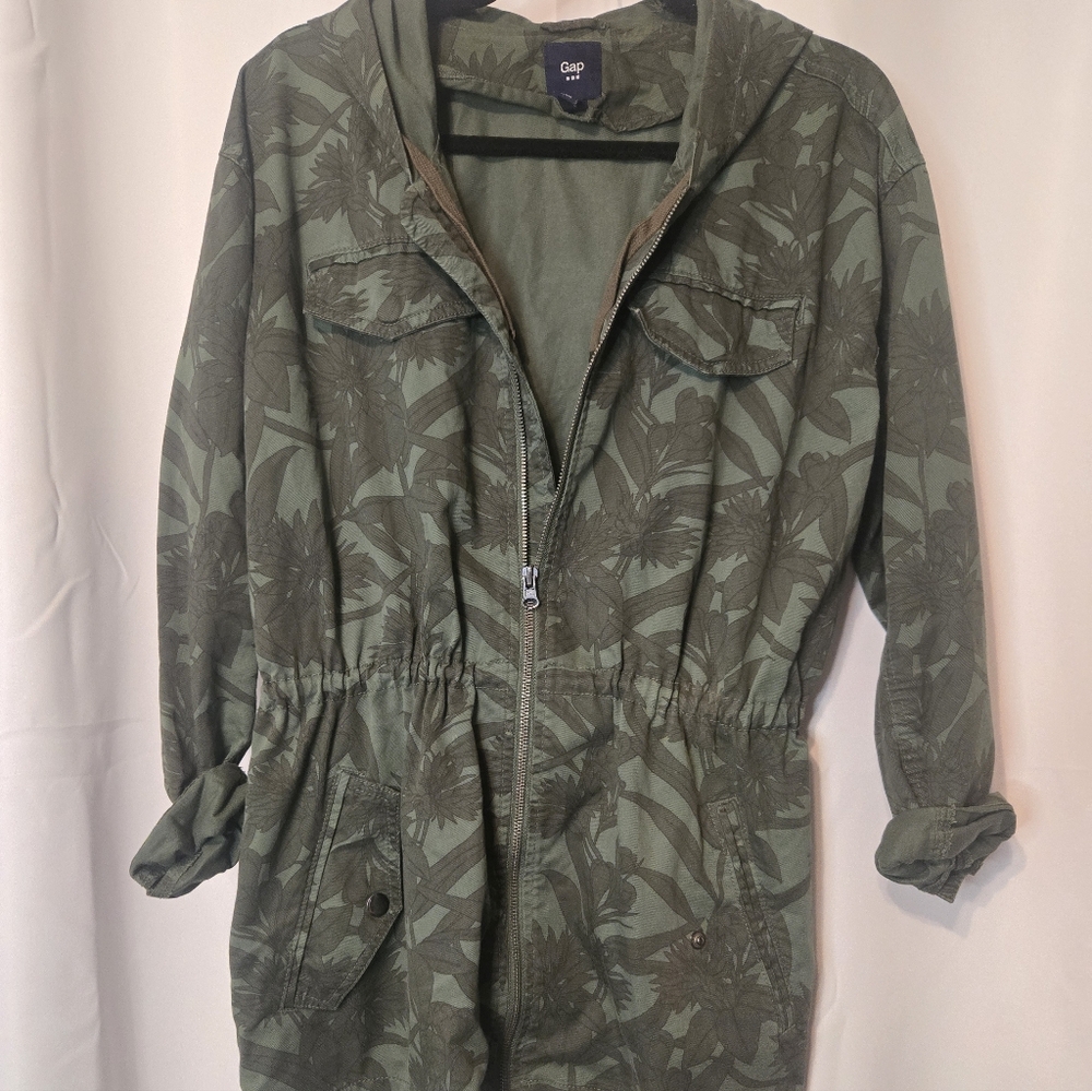 GAP Women's Olive Floral Utility Jacket